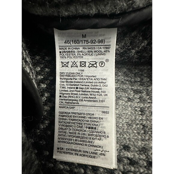 Gap Grey Black Plaid Womens Shacket Wool Blend Long Shirt Jacket Size Medium NEW - Picture 5 of 6